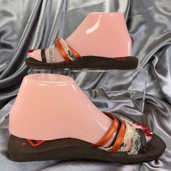 Reef Flip Flop Slides Women's 6 Toe Loop Cushion Sandals Brown Orange Red Beach - Picture 7 of 12